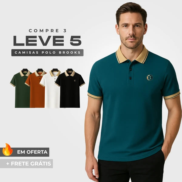 Compre 3 Leve 5 - Camisa Polo Brooks em Tecido Ice Fresh!
